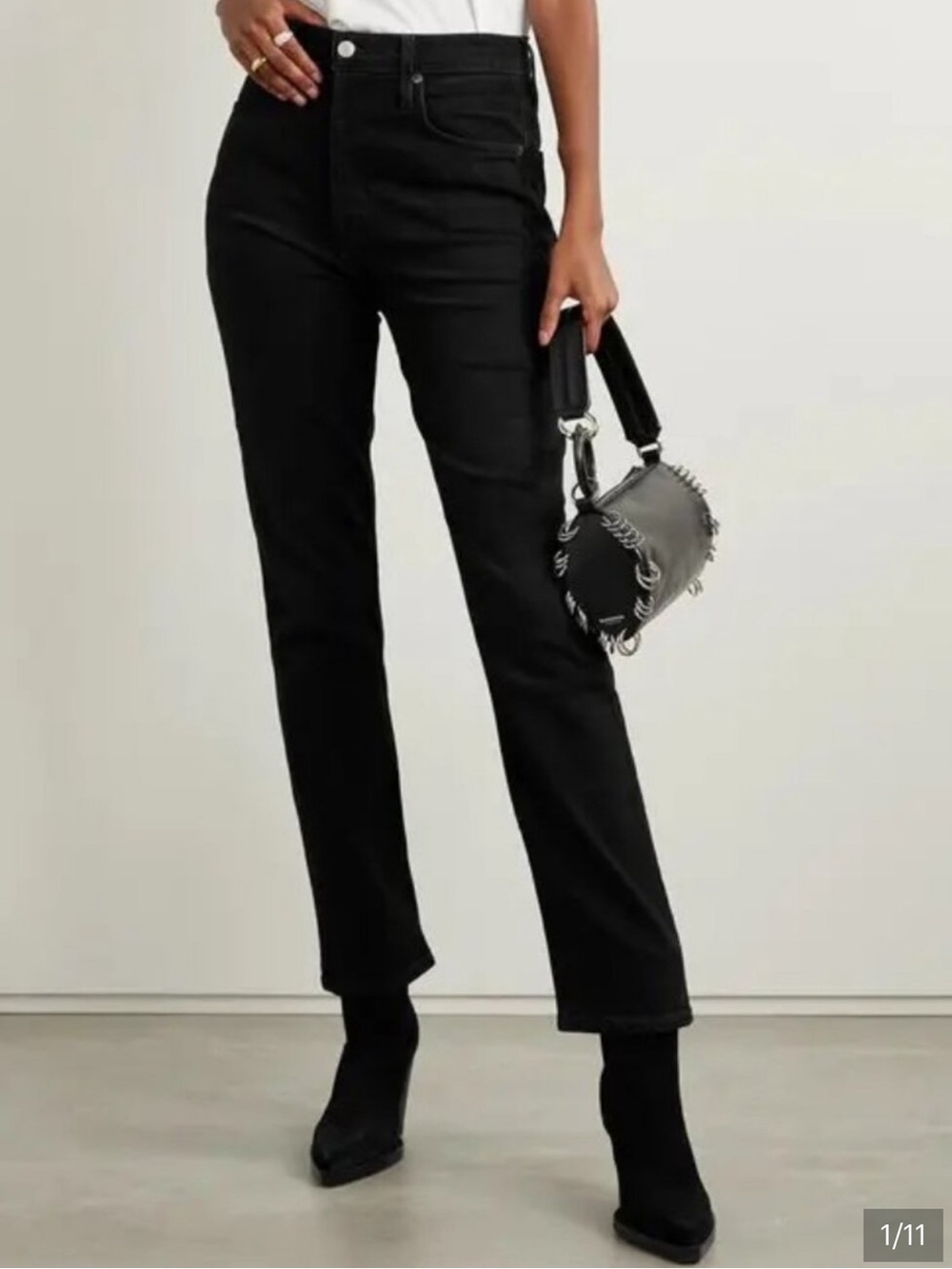 AGOLDE FREYA HIGH RISE SLIM JEANS IN BLACK